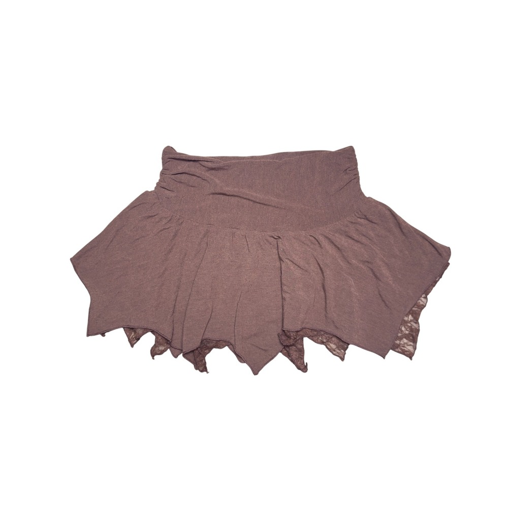 High By Fay Brown Fairycore Mini Skirt Lace Trim Handkerchief Hem Small